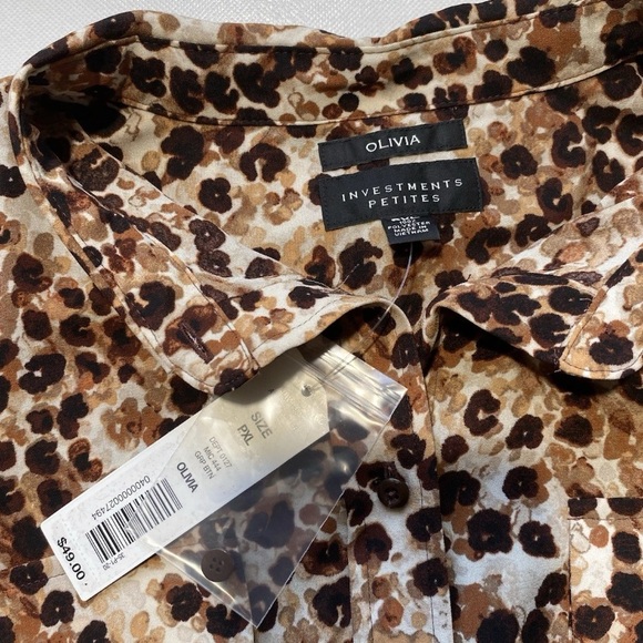 NEW Womens Size PXL Olivia Investments Animal Layer Long Sleeve Blouse Top $49 - Picture 2 of 6